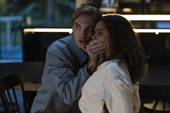 Eamon Farren and Georgina Campbell in T.I.M. (2023).
