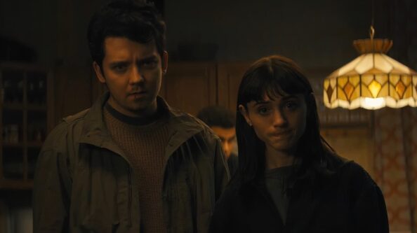 Asa Butterfield and Natalia Dyer in All Fun and Games (2023).